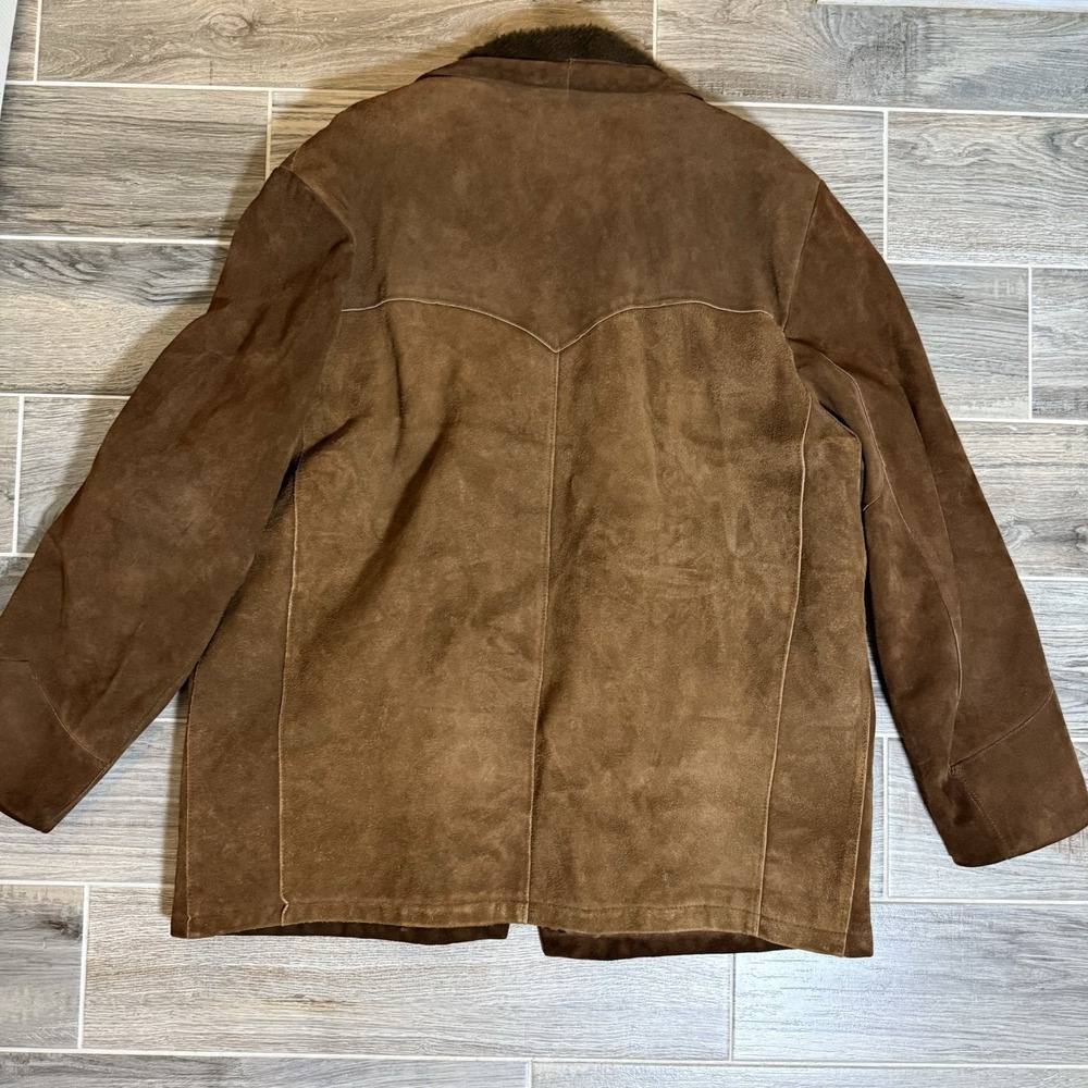 Vintage Pioneer Wear Men's Suede Leather Western Jacket Coat Lined 46 Retro - Picture 12 of 16